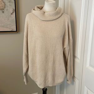 Cute Turtle Neck Slouchy Cream Sweater